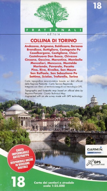 Carta n. 18. Collina di Torino. Carta dei sentieri e stradale 1:25.000 - 
