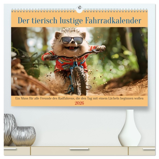 Der tierisch lustige Fahrradkalender (hochwertiger Premium Wandkalender 2026 DIN A2 quer), Kunstdruck in Hochglanz - Peter Rübsamen