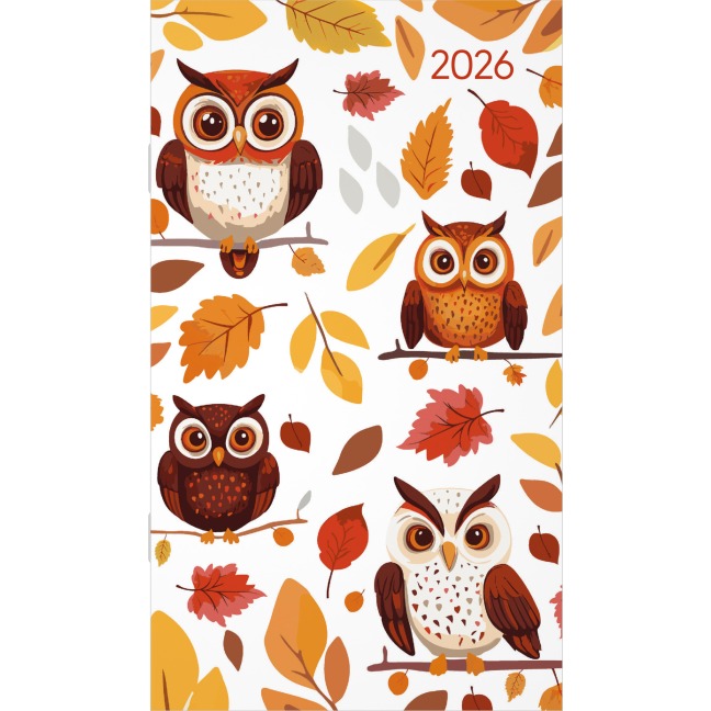 Miniplaner Style Eulen 2026 - Taschen-Kalender 9x15 cm - Weekly - 64 Seiten - 1 Seite 1 Woche - Notiz-Heft - Alpha Edition - 