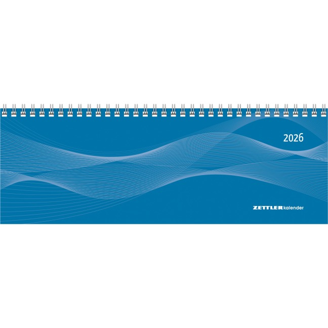 Tisch-Querkalender Profi blau 2026 - Büro-Planer 29,7x10,5 cm - Tisch-Kalender - 1 Woche 2 Seiten - Ringbindung - Zettler - 