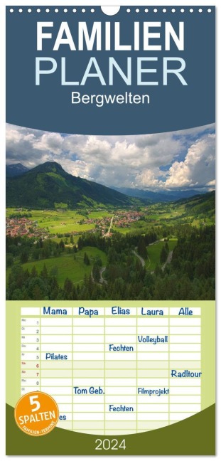 Familienplaner 2026 - Bergwelten mit 5 Spalten (Wandkalender, 21 x 45 cm) CALVENDO - Steffen Gierok