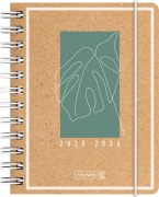 BRUNNEN Schülerkalender (2025/2026) "Jungle Leaf", 1 Seite = 1 Tag, A6, 352 Seiten, Kraftpapier-Einband - 