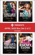 Cover-Bild zum Titel 'Harlequin Presents April 2026 - Box Set 2 of 2' von 'Lorraine Hall, Kate Hewitt, Heidi Rice, Tara Pammi'