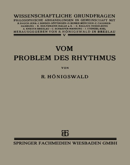 Vom Problem des Rhythmus - Richard Hönigswald