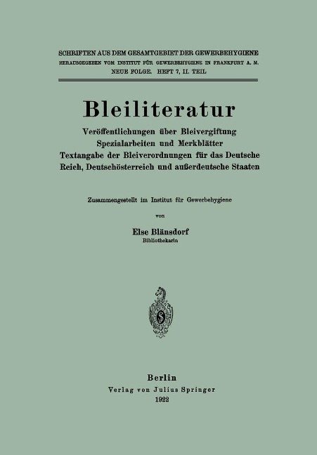 Bleiliteratur - Else Blänsdorf