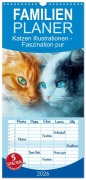 Cover-Bild zum Titel 'Familienplaner 2026 - Katzen Illustrationen - Faszination pur mit 5 Spalten (Wandkalender, 21 x 45 cm) CALVENDO' von 'Liselotte Brunner-Klaus'