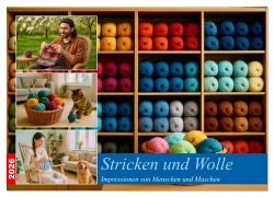 Cover-Bild zum Titel 'Stricken und Wolle (Wandkalender 2026 DIN A2 quer), CALVENDO Monatskalender' von 'Steffani Lehmann'