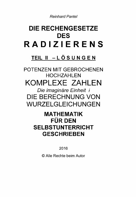 RADIZIEREN - TEIL II - LÖSUNGEN zum Abschlusstest - Reinhard Pantel
