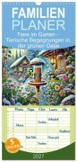 Cover-Bild zum Titel 'Familienplaner 2027 - Tiere im Garten - Tierische Begegnungen in der grünen Oase mit 5 Spalten (Wandkalender, 21 x 45 cm) CALVENDO' von 'Anja Frost'