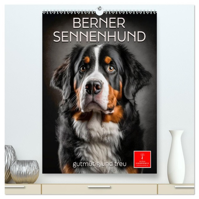 Berner Sennenhund - gutmütig und treu (hochwertiger Premium Wandkalender 2026 DIN A2 hoch), Kunstdruck in Hochglanz - Peter Roder