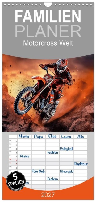 Familienplaner 2027 - Motorcross Welt mit 5 Spalten (Wandkalender, 21 x 45 cm) CALVENDO - Steffen Gierok-Latnaik