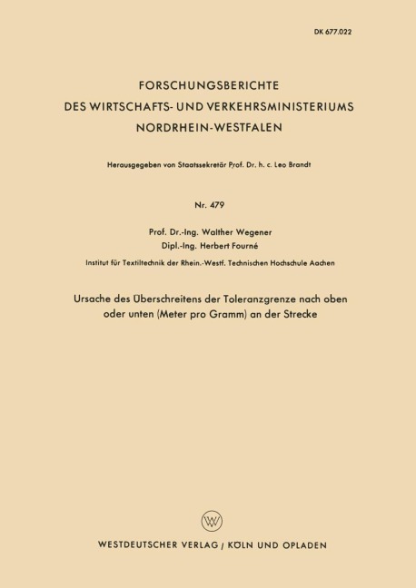 Ursache des Überschreitens der Toleranzgrenze nach oben oder unten (Meter pro Gramm) an der Strecke - Walther Wegener