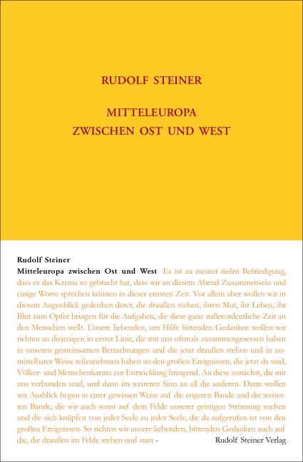 Mitteleuropa zwischen Ost und West - Rudolf Steiner