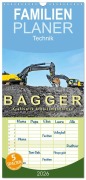 Familienplaner 2026 - Bagger - kraftvolle Arbeitsmaschinen mit 5 Spalten (Wandkalender, 21 x 45 cm) CALVENDO - Peter Roder