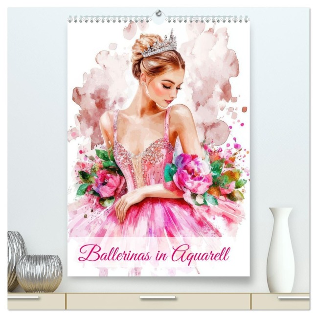 Ballerinas in Aquarell (hochwertiger Premium Wandkalender 2026 DIN A2 hoch), Kunstdruck in Hochglanz - Ally Bee