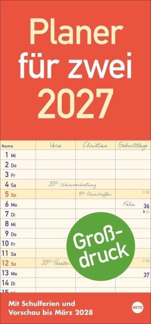Großdruck Planer für zwei 2027 - 