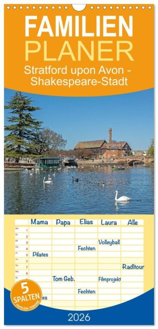 Familienplaner 2026 - Stratford upon Avon - Shakespeare-Stadt mit 5 Spalten (Wandkalender, 21 x 45 cm) CALVENDO - Siegfried Kuttig