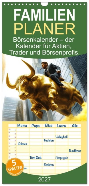 Familienplaner 2027 - Börsenkalender - der Kalender für Aktien, Trader und Börsenprofis. mit 5 Spalten (Wandkalender, 21 x 45 cm) CALVENDO - Mb Fotografie