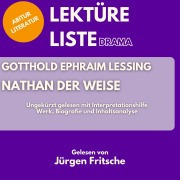 Cover-Bild zum Titel 'Gotthold Ephraim Lessing: Nathan der Weise. Ungekürzt gelesen mit Interpretationshilfe' von 'Jürgen Fritsche, Lektüreliste, Gotthold Ephraim Lessing, Abitur Literatur, Minuten'