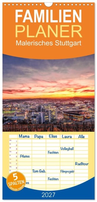 Familienplaner 2027 - Malerisches Stuttgart mit 5 Spalten (Wandkalender, 21 x 45 cm) CALVENDO - Tom-Pic-Art Tom-Pic-Art