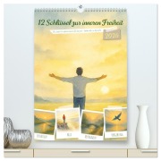 Cover-Bild zum Titel '12 Schlüssel zur inneren Freiheit - Ein Jahr für dein inneres Zuhause - liebevoll, mutig, echt. (hochwertiger Premium Wandkalender 2026 DIN A2 hoch), Kunstdruck in Hochglanz' von 'Fred Schimak'