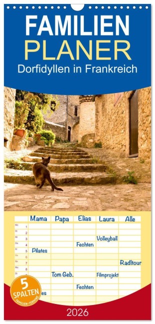 Familienplaner 2026 - Dorfidyllen in Frankreich mit 5 Spalten (Wandkalender, 21 x 45 cm) CALVENDO - Tanja Voigt