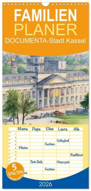 Familienplaner 2026 - DOCUMENTA-Stadt Kassel mit 5 Spalten (Wandkalender, 21 x 45 cm) CALVENDO - Claudia Kleemann