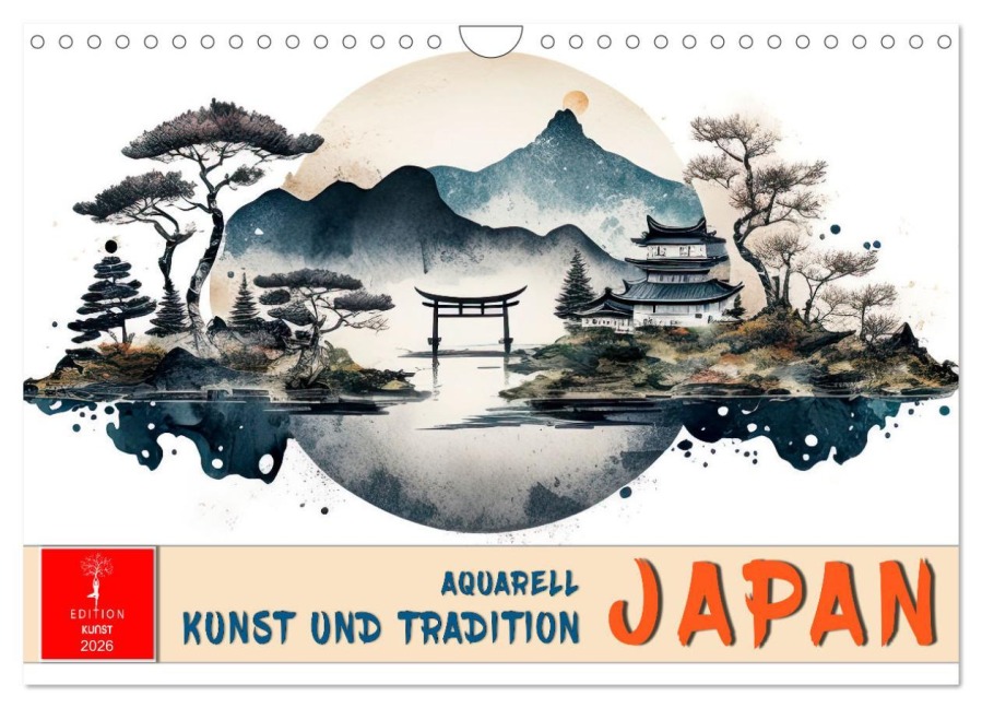 Japan - Aquarell Kunst und Tradition (Wandkalender 2026 DIN A4 quer), CALVENDO Monatskalender - Peter Roder