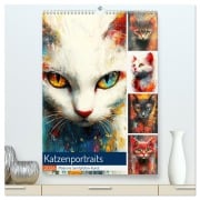 Cover-Bild zum Titel 'Katzenportraits. Moderne Samtpfoten-Kunst (hochwertiger Premium Wandkalender 2026 DIN A2 hoch), Kunstdruck in Hochglanz' von 'Rose Hurley'