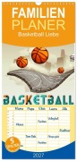 Cover-Bild zum Titel 'Familienplaner 2027 - Basketball Liebe mit 5 Spalten (Wandkalender, 21 x 45 cm) CALVENDO' von 'Peter Roder'