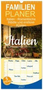 Cover-Bild zum Titel 'Familienplaner 2027 - Italien - Romantische Städte und endlose Küsten. mit 5 Spalten (Wandkalender, 21 x 45 cm) CALVENDO' von 'Sf'
