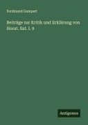 Cover-Bild zum Titel 'Beiträge zur Kritik und Erklärung von Horat. Sat. I. 9' von 'Ferdinand Gumpert'