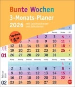 Cover-Bild zum Titel 'Bunte Wochen 3-Monatsplaner  2026' von ''