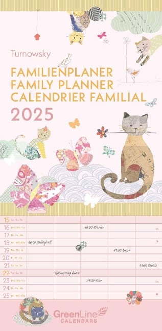 GreenLine Turnowsky 2025 Familienplaner -Wandkalender - Familien-Kalender - 22x45 - 