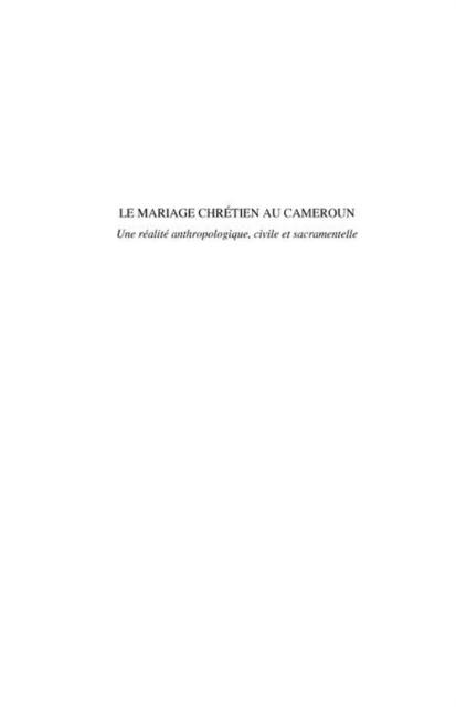 Le mariage chretien au cameroun - une realite anthropologiqu - Pathe Diagne