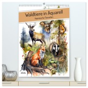 Waldtiere in Aquarell - Heimische Tierarten (hochwertiger Premium Wandkalender 2026 DIN A2 hoch), Kunstdruck in Hochglanz - Anja Frost