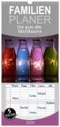 Familienplaner 2026 - Die gute alte Milchflasche mit 5 Spalten (Wandkalender, 21 x 45 cm) CALVENDO - Heidi Renné
