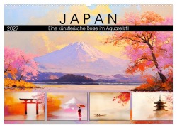 Cover-Bild zum Titel 'Japan. Eine künstlerische Reise im Aquarellstil (Wandkalender 2027 DIN A2 quer), CALVENDO Monatskalender' von 'Rose Hurley'