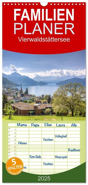 Familienplaner 2025 - Vierwaldstättersee mit 5 Spalten (Wandkalender, 21 x 45 cm) CALVENDO - Saschahaas Photography