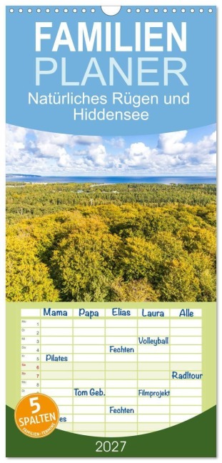 Familienplaner 2027 - Natürliches Rügen und Hiddensee mit 5 Spalten (Wandkalender, 21 x 45 cm) CALVENDO - Daniel Burdach