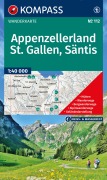 Cover-Bild zum Titel 'KOMPASS Wanderkarte 112 Appenzellerland, St. Gallen, Säntis 1:40.000' von ''