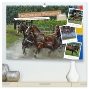 Cover-Bild zum Titel 'Faszination Fahrsport - Zweispänner im Galopp durch den Parcour (hochwertiger Premium Wandkalender 2026 DIN A2 quer), Kunstdruck in Hochglanz' von 'Claudia Kleemann'