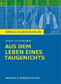 Cover-Bild zum Titel 'Aus dem Leben eines Taugenichts von Joseph von Eichendorff. Textanalyse und Interpretation mit ausführlicher Inhaltsangabe und Abituraufgaben mit Lösungen.' von 'Josef von Eichendorff'