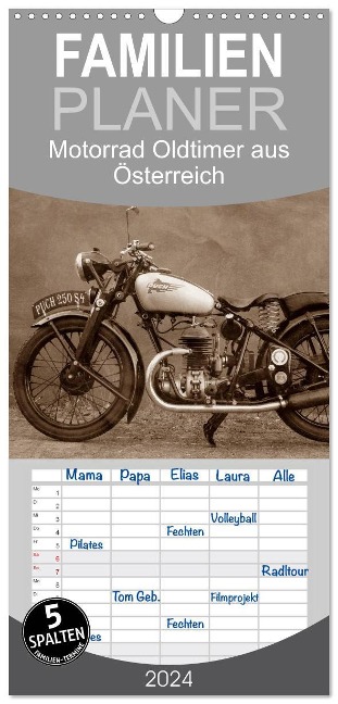 Familienplaner 2024 - Motorrad Oldtimer aus Österreich mit 5 Spalten (Wandkalender, 21 x 45 cm) CALVENDO - Gabi Siebenhühner