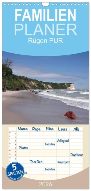 Familienplaner 2026 - Rügen PUR mit 5 Spalten (Wandkalender, 21 x 45 cm) CALVENDO - Werner Prescher