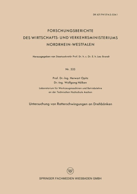 Untersuchung von Ratterschwingungen an Drehbänken - Herwart Opitz