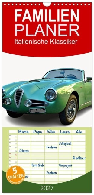 Familienplaner 2027 - Italienische Klassiker mit 5 Spalten (Wandkalender, 21 x 45 cm) CALVENDO - (C) By Insideportugal