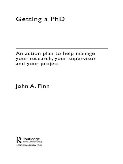 Getting a PhD - John Finn