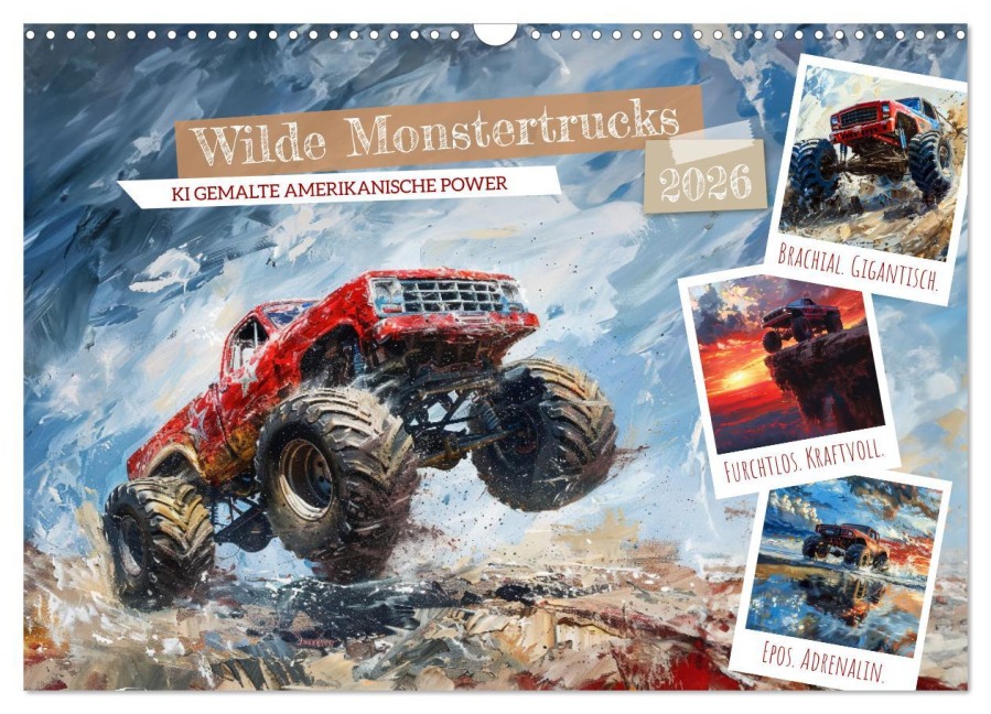Wilde Monstertrucks (Wandkalender 2026 DIN A3 quer), CALVENDO Monatskalender - Kerstin Waurick