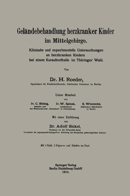 Geländebehandlung herzkranker Kinder im Mittelgebirge - Adolf Bickel, Hans Roeder